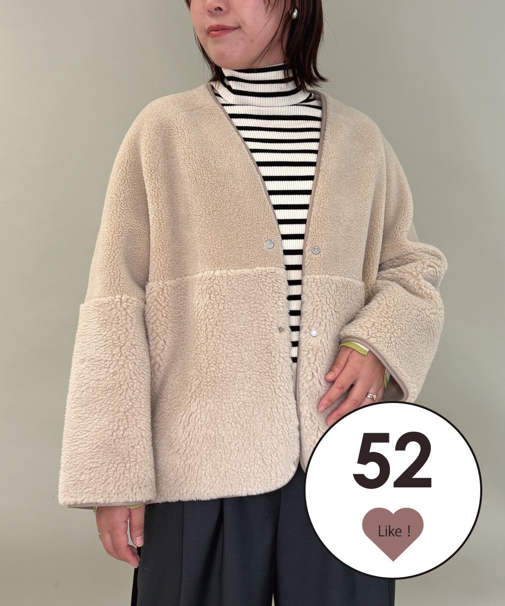 【2WAY】リバーシブルノーカラーショートコート