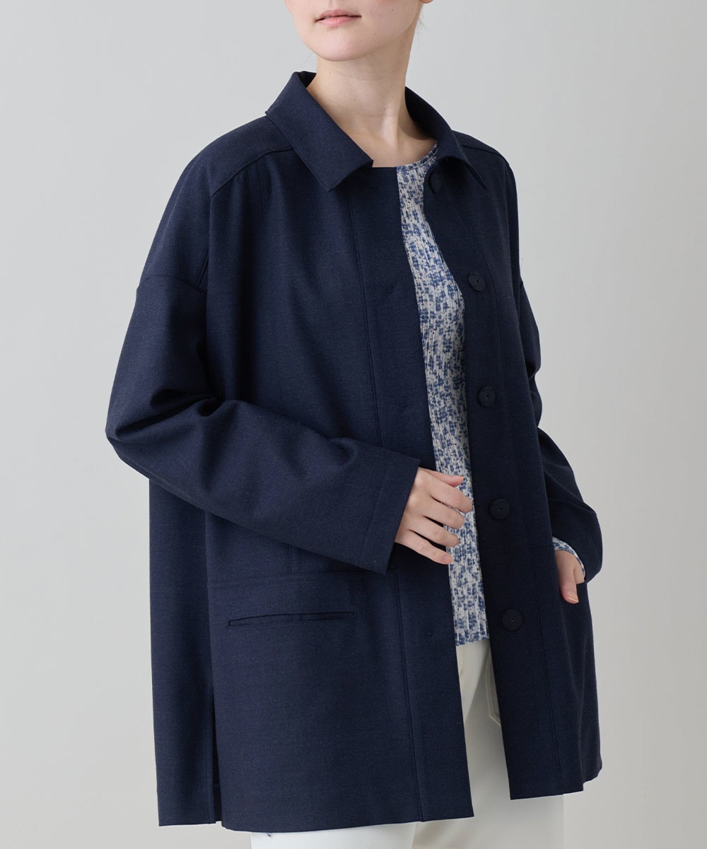 ウールMIX切り替えデザインジャケット /日本製/洗える