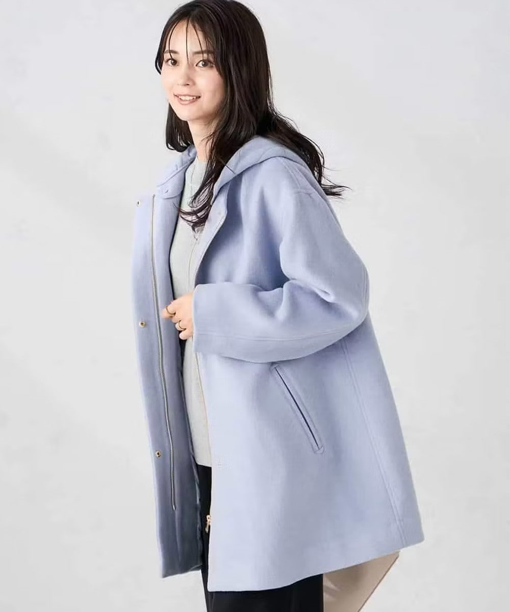 Aラインフーデッドミドルコート