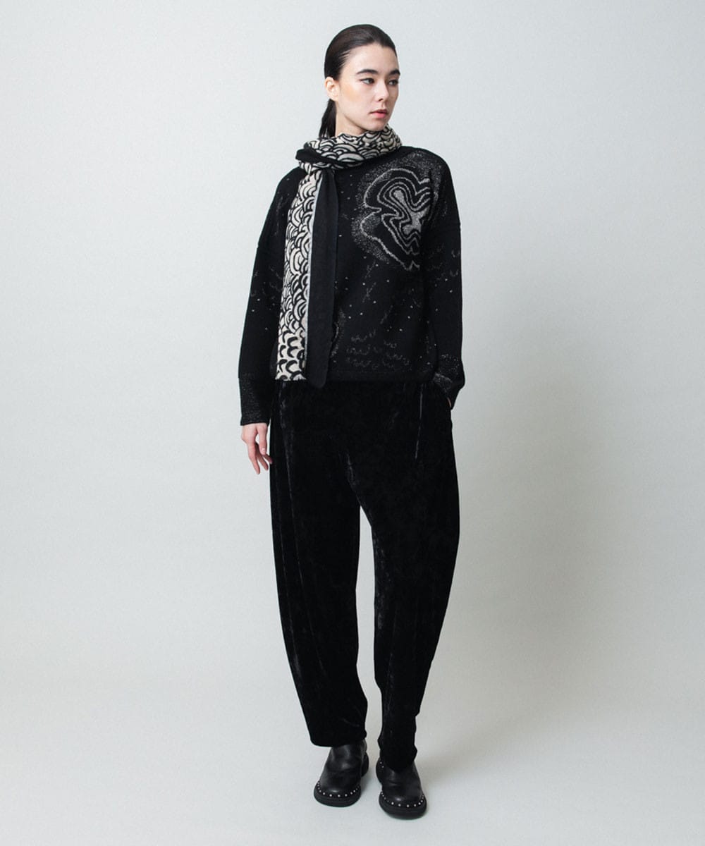 ラメフラワージャカードニット/日本製