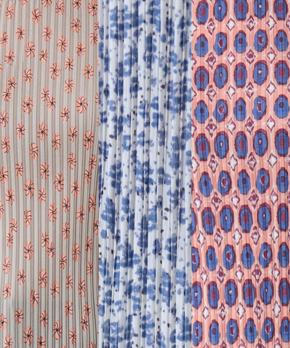 幾何プリントプリーツデザインカットソー /洗える