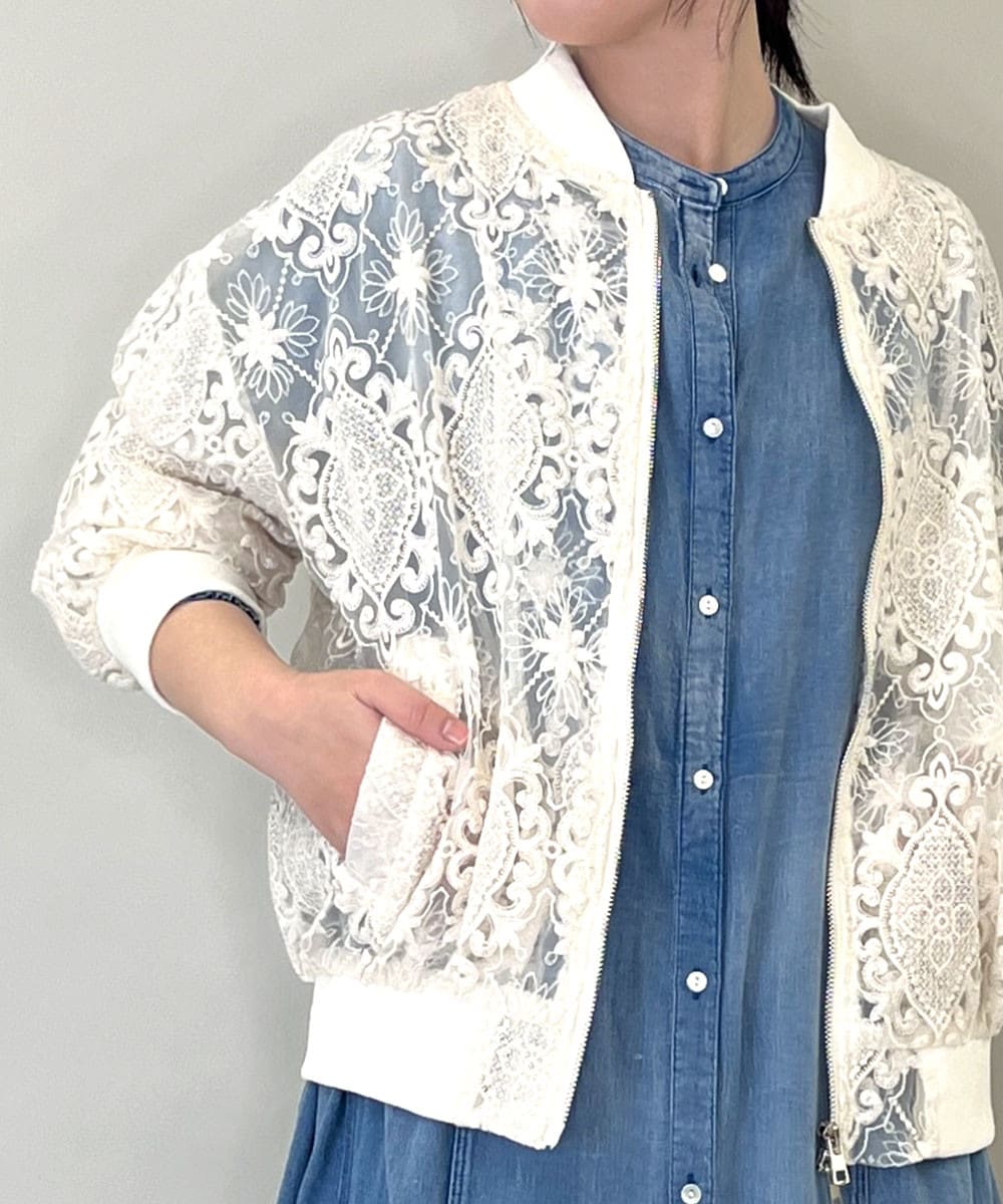 フラワーレースブルゾン