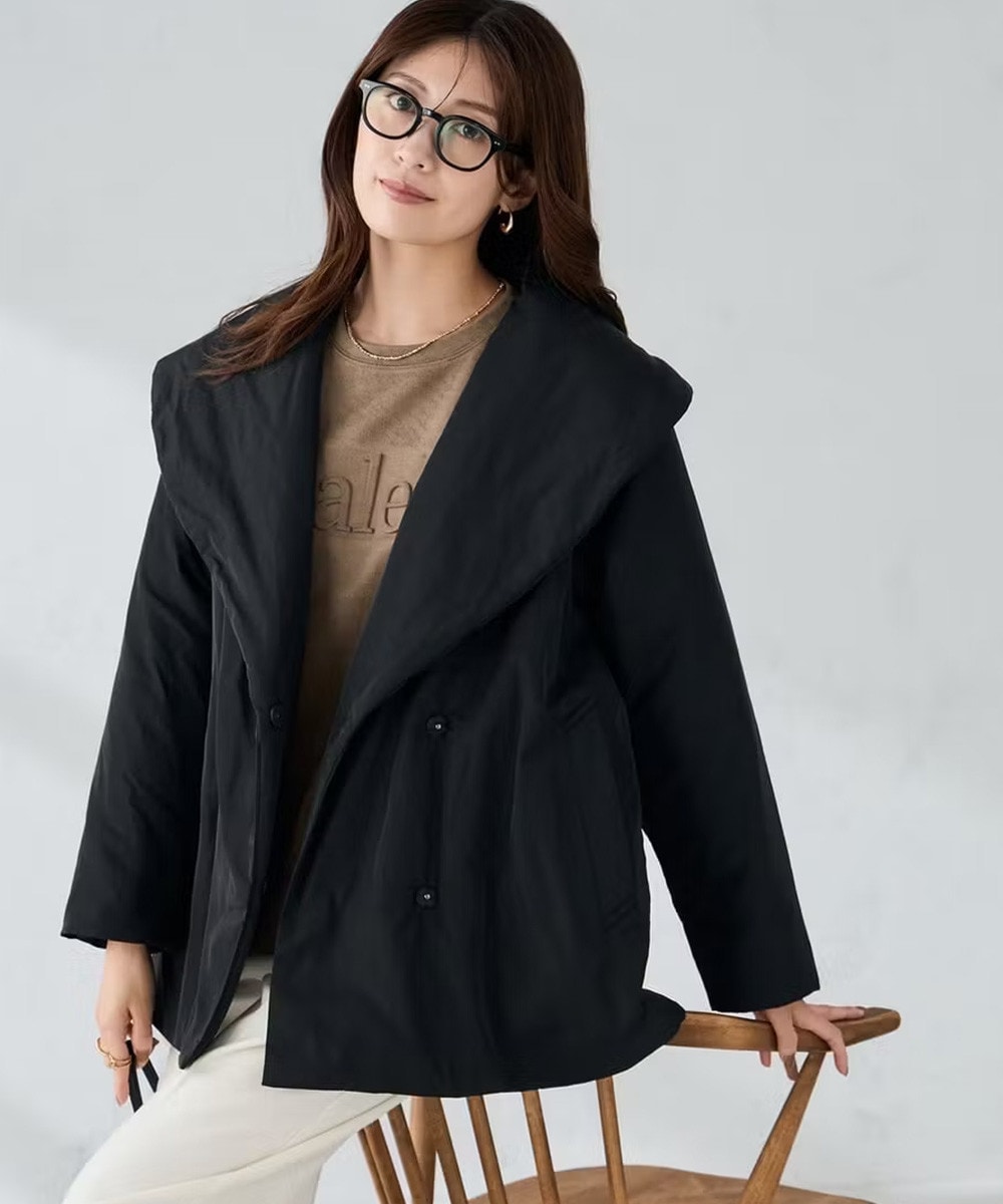 ショールカラー中綿コート