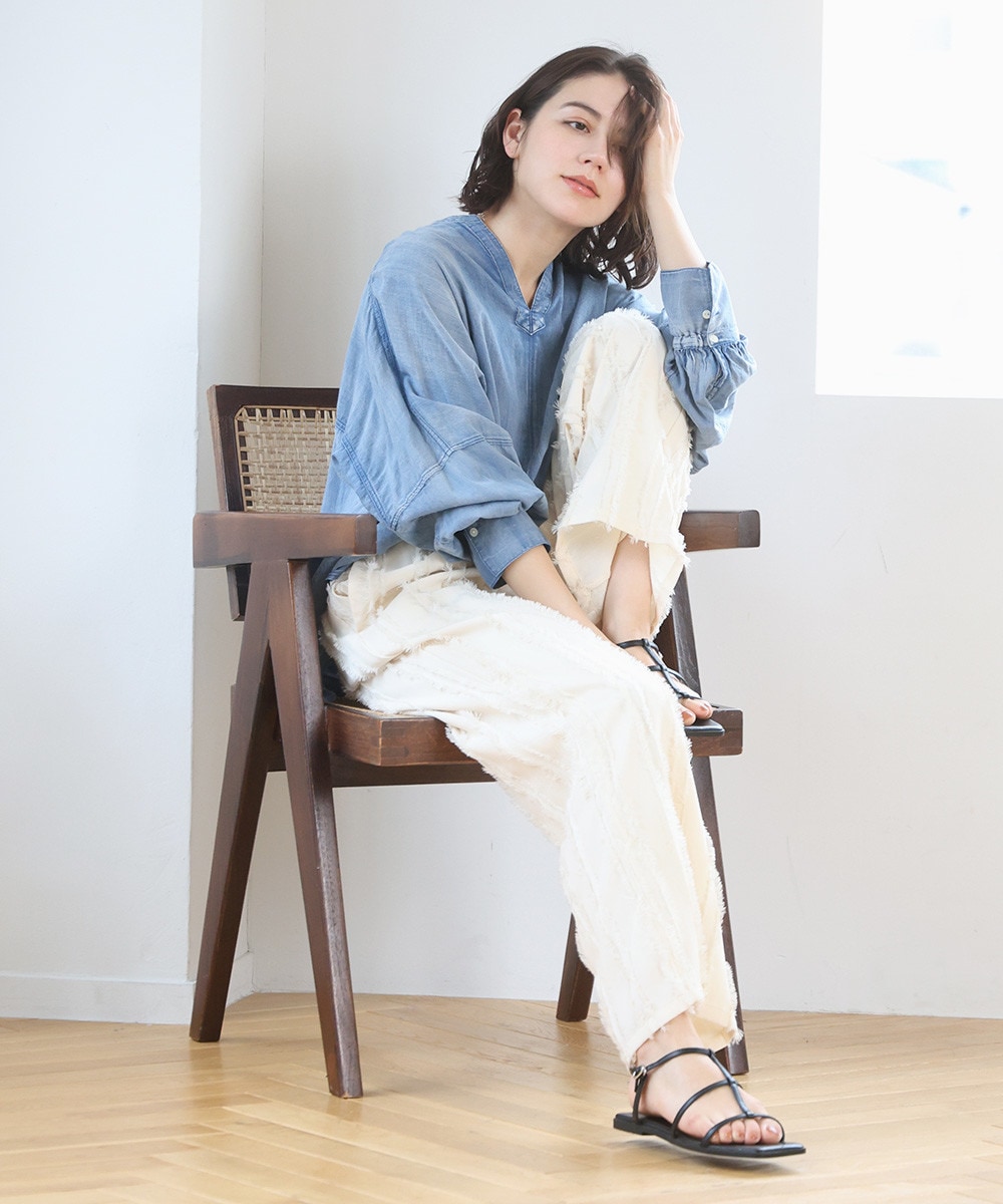 デニムライクスキッパーブラウス