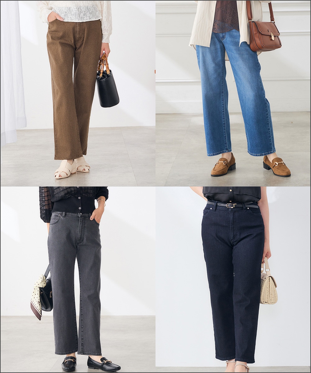 ストレッチデニムストレートパンツ