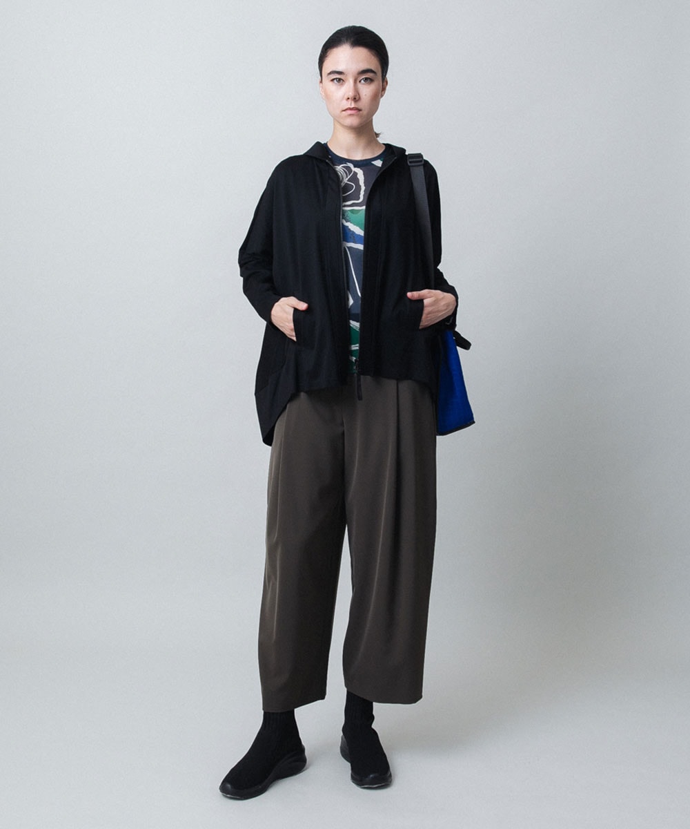 タックドレープセミワイドパンツ/洗える