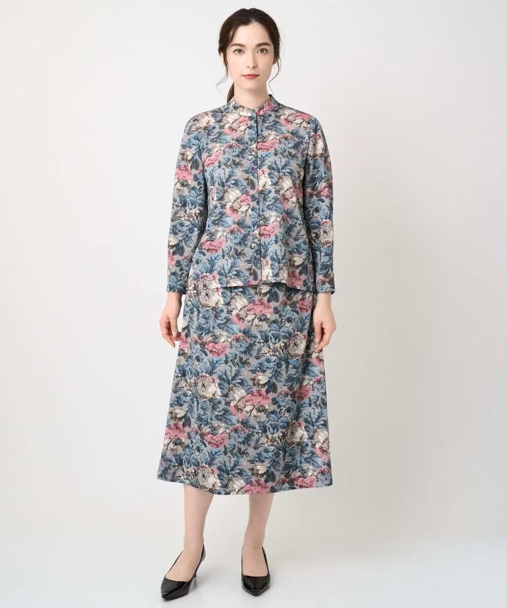 ゴブランフラワープリントブラウス×スカート