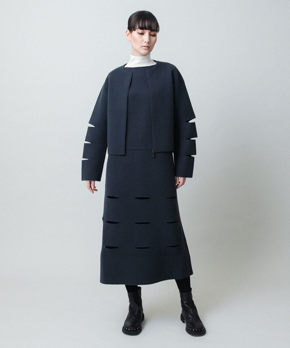 スラッシュデザインニットジャケット