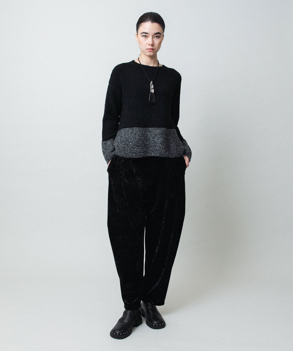 バイカラーブークレヤーンニット/日本製