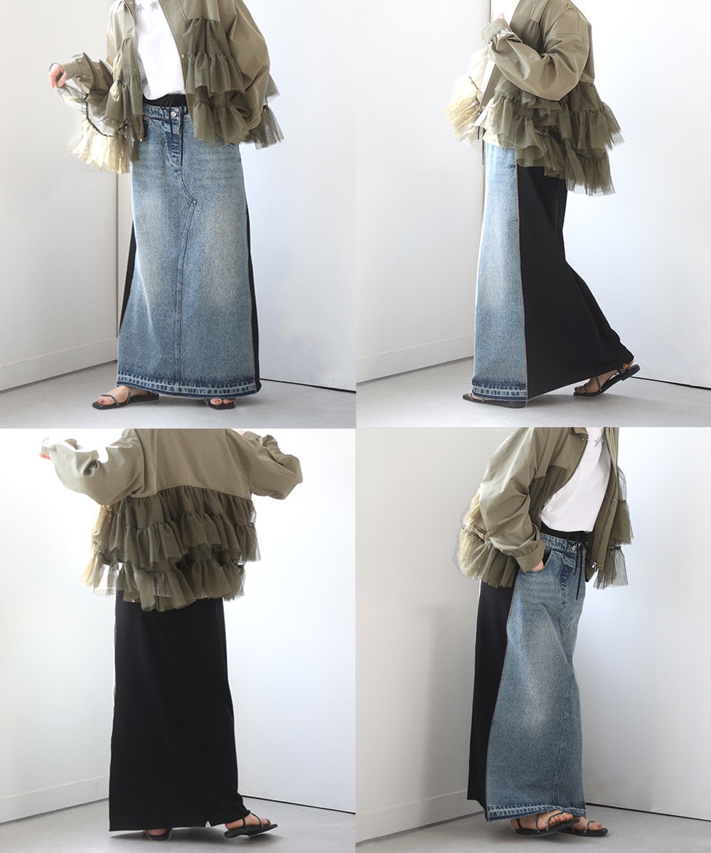 スウェットコンビデニムスカート