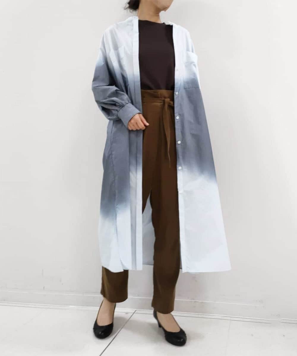  グラデーション染め　ロングシャツワンピース[ダブルネームライン]