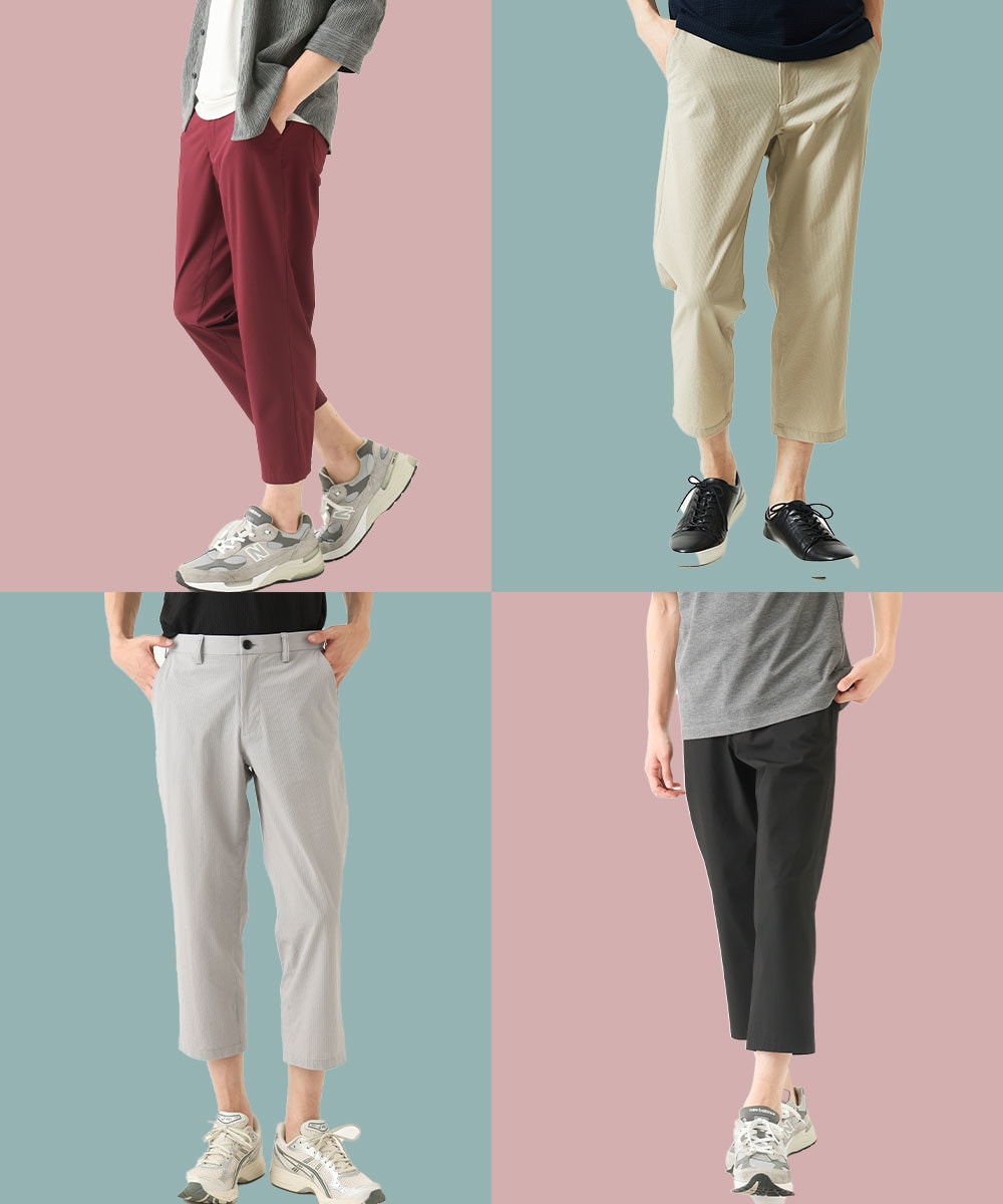 クロップドパンツ / サマーサッカーストライプストレッチ