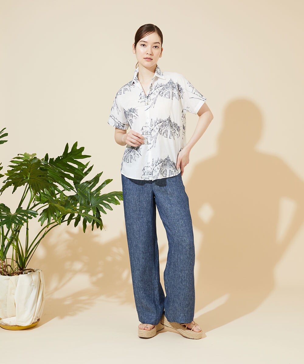 Townscape embroidery shirt