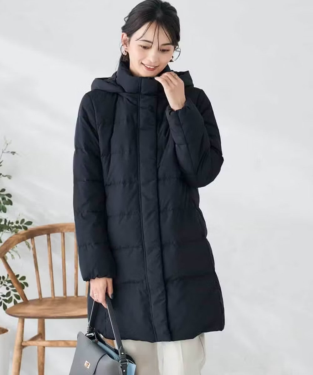 フーデッドロングダウンコート