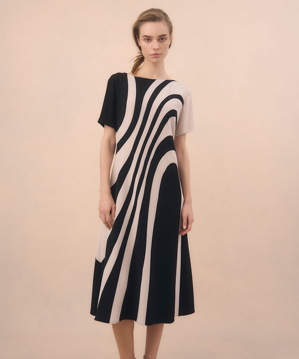 Wave bi-color dress