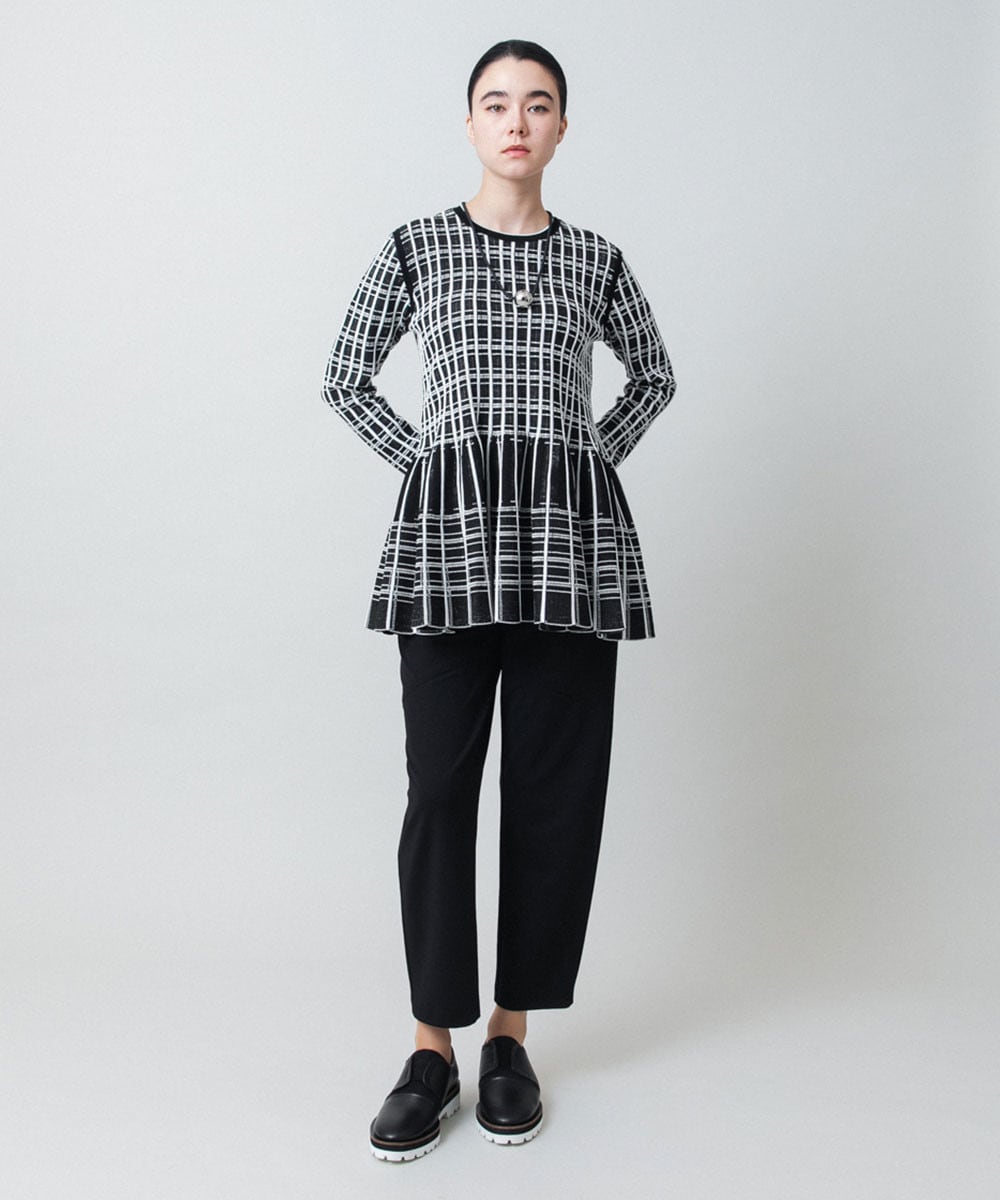 チェックジャカード立体ヘムチュニック