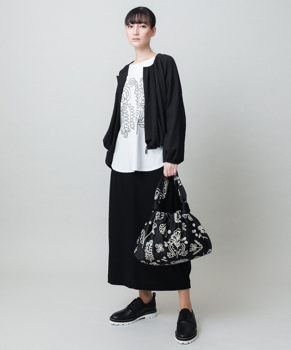 タックギャザーノーカラーブルゾン /日本製