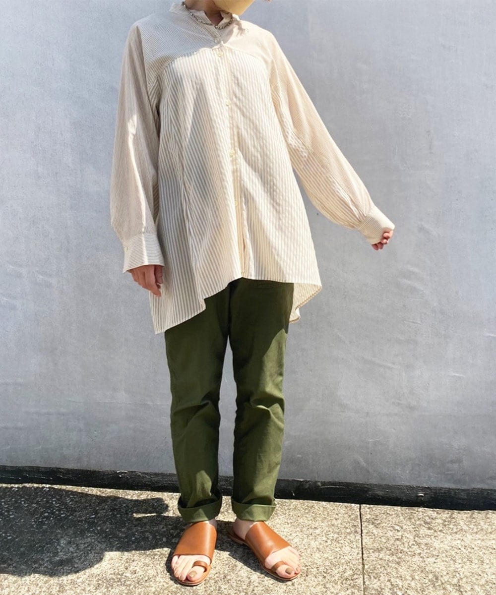 タックフレアーシャツ　数量限定ダブルネームライン　アイテムリメイク