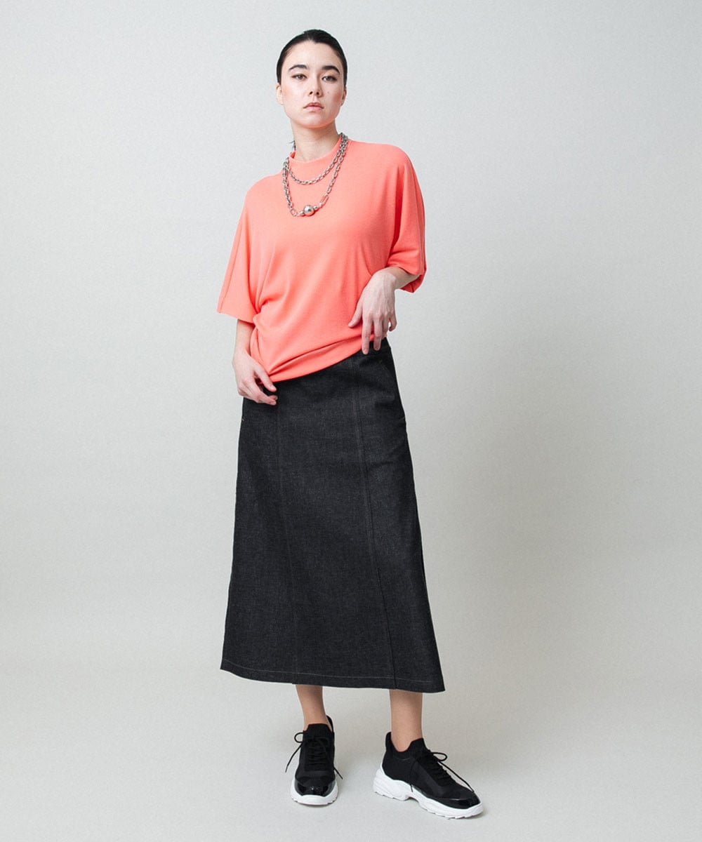 異素材ドッキングAラインスカート /洗える