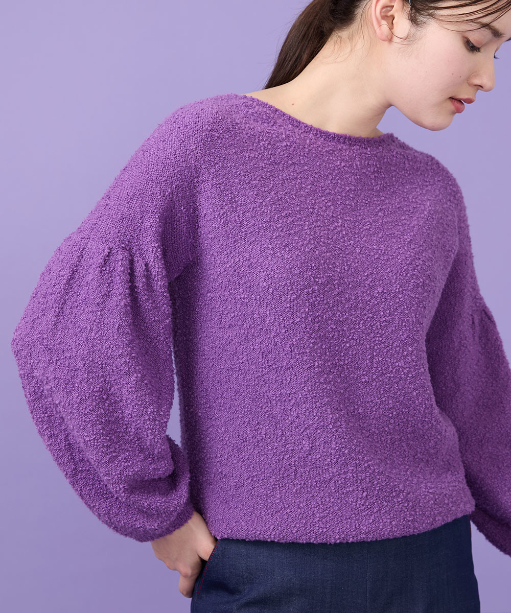 Loop yarn volume sleeve knit top