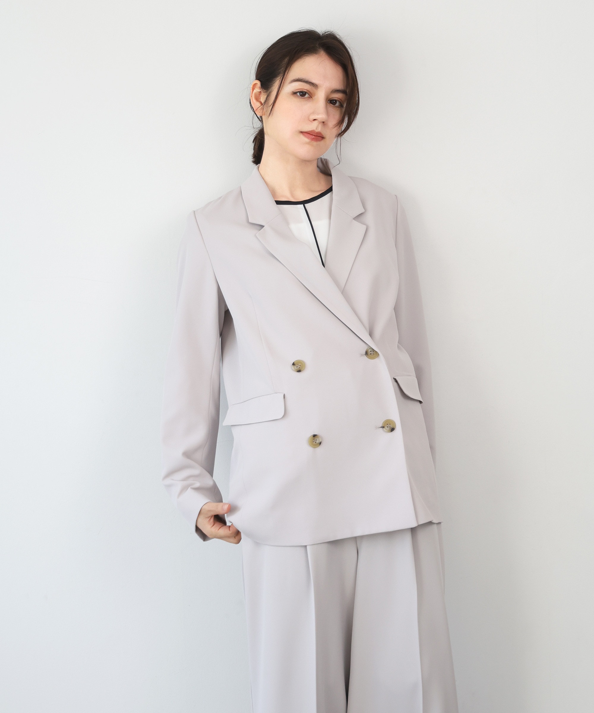 【セットアップ対応】【洗える】フルダルダブルジャケット