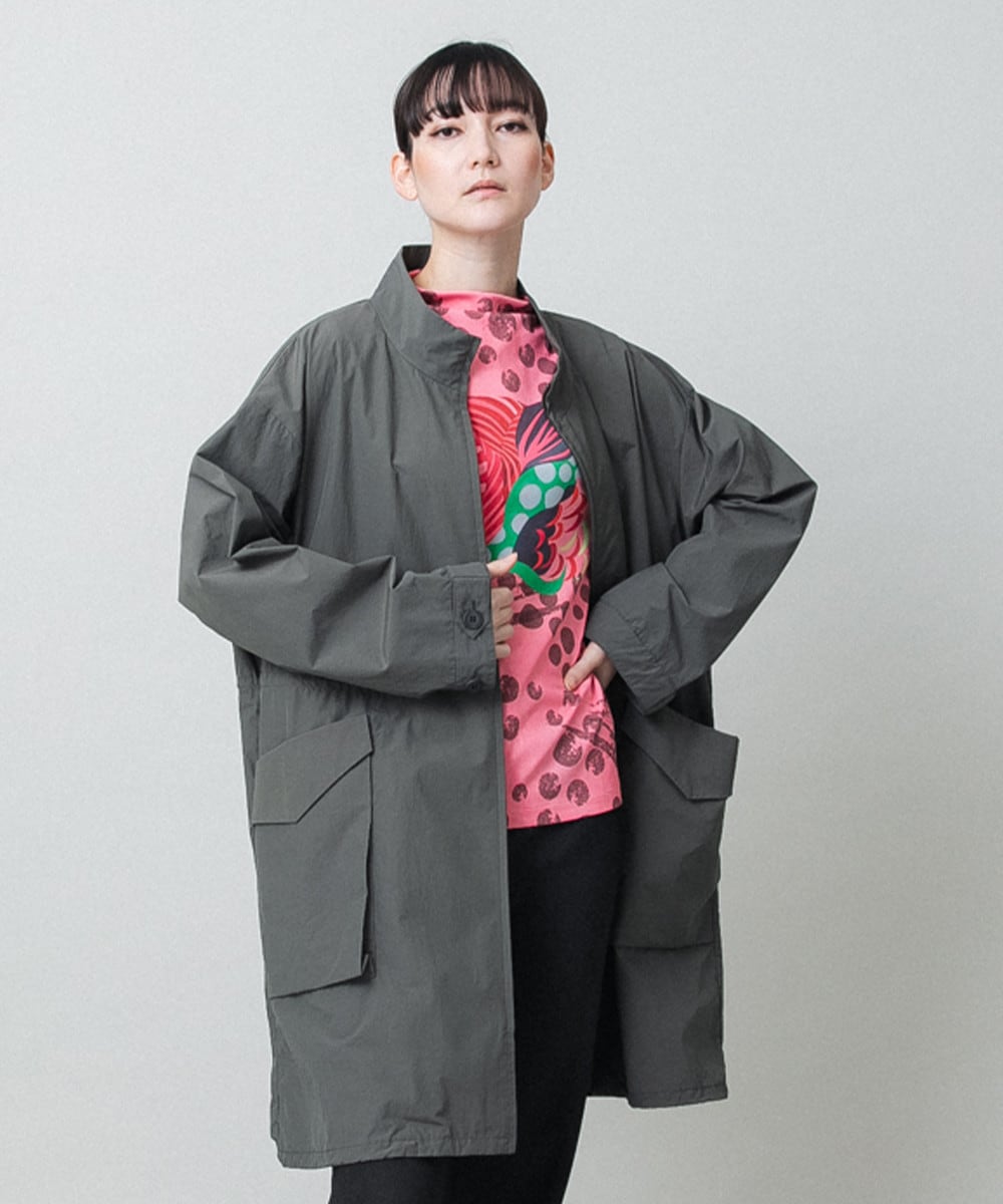 ポケットアクセントタフタロングコート