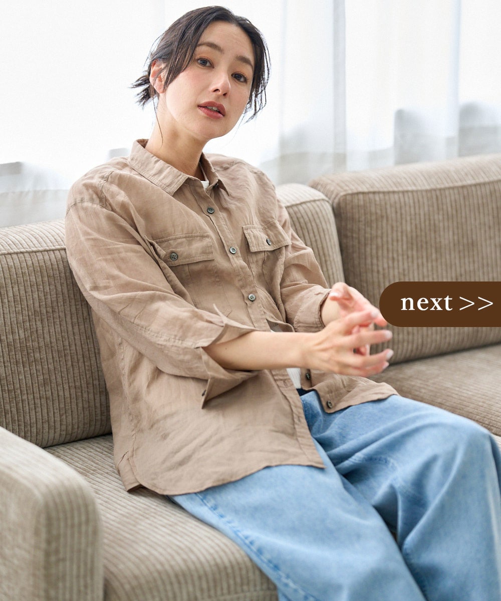 シアーリネンサファリシャツ