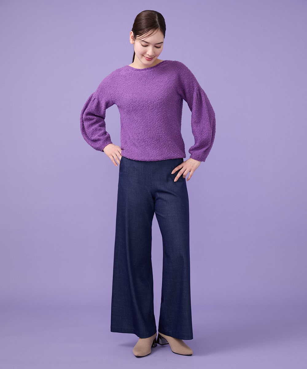 Loop yarn volume sleeve knit top