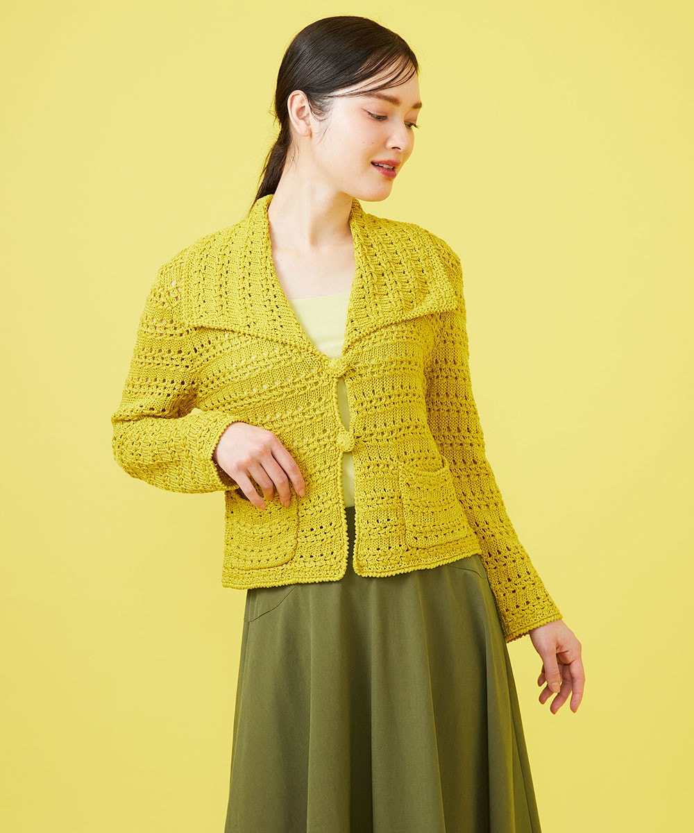 透かし編みニットジャケット