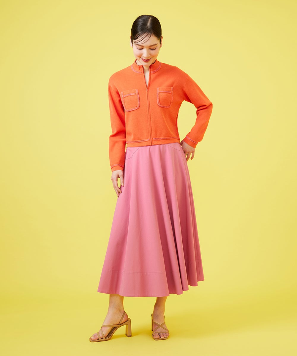 配色ステッチカーディガン