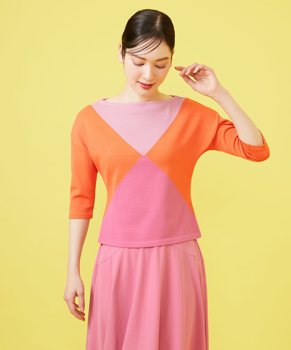 カラーブロックニット