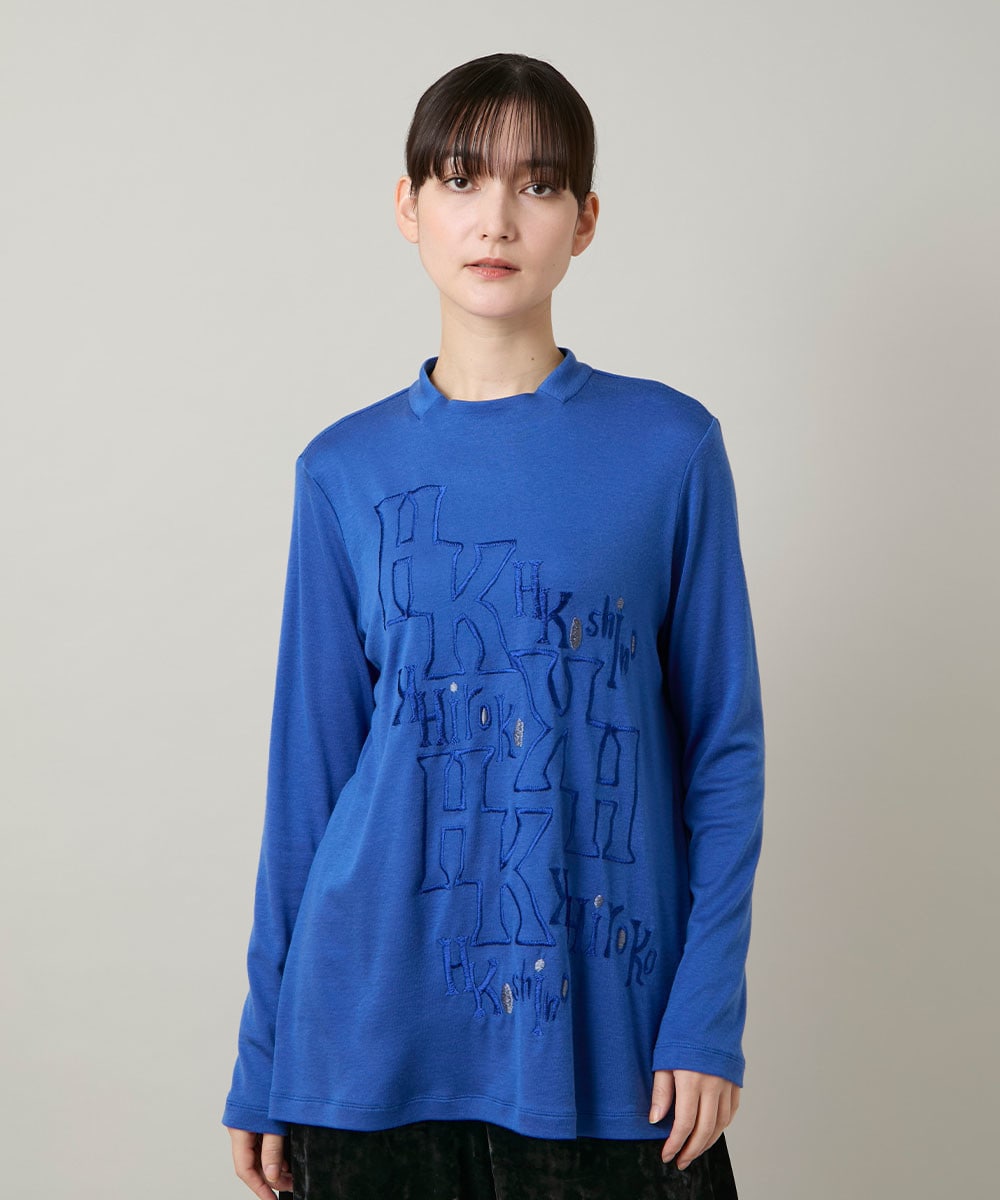 刺繍ロゴモックネックチュニック/日本製/洗える