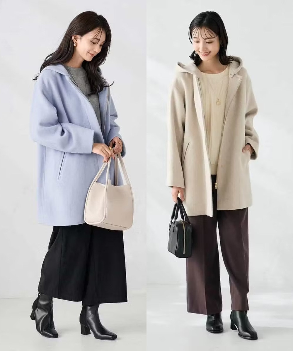 Aラインフーデッドミドルコート