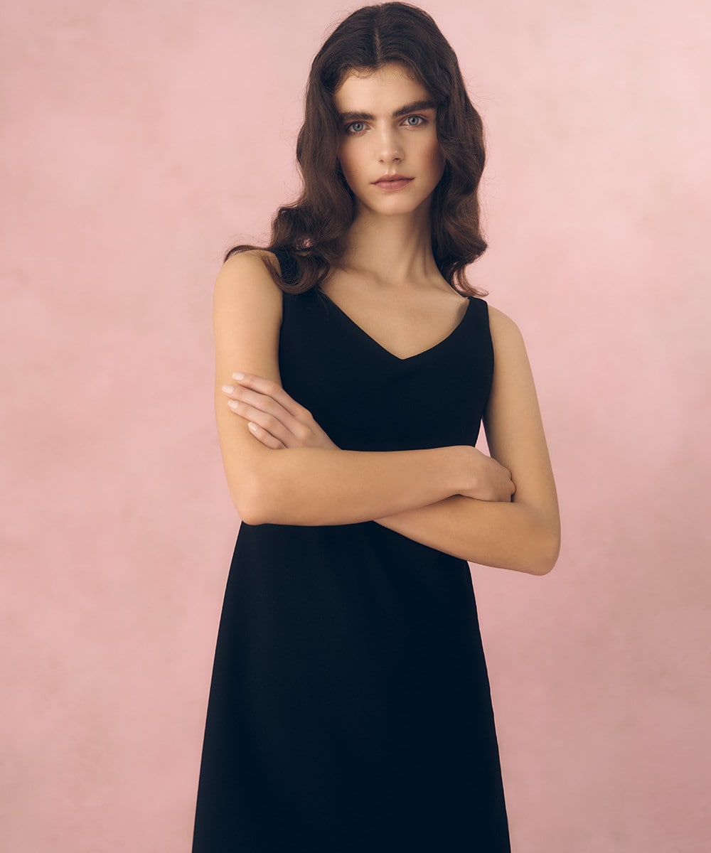 Back satin V neck dress