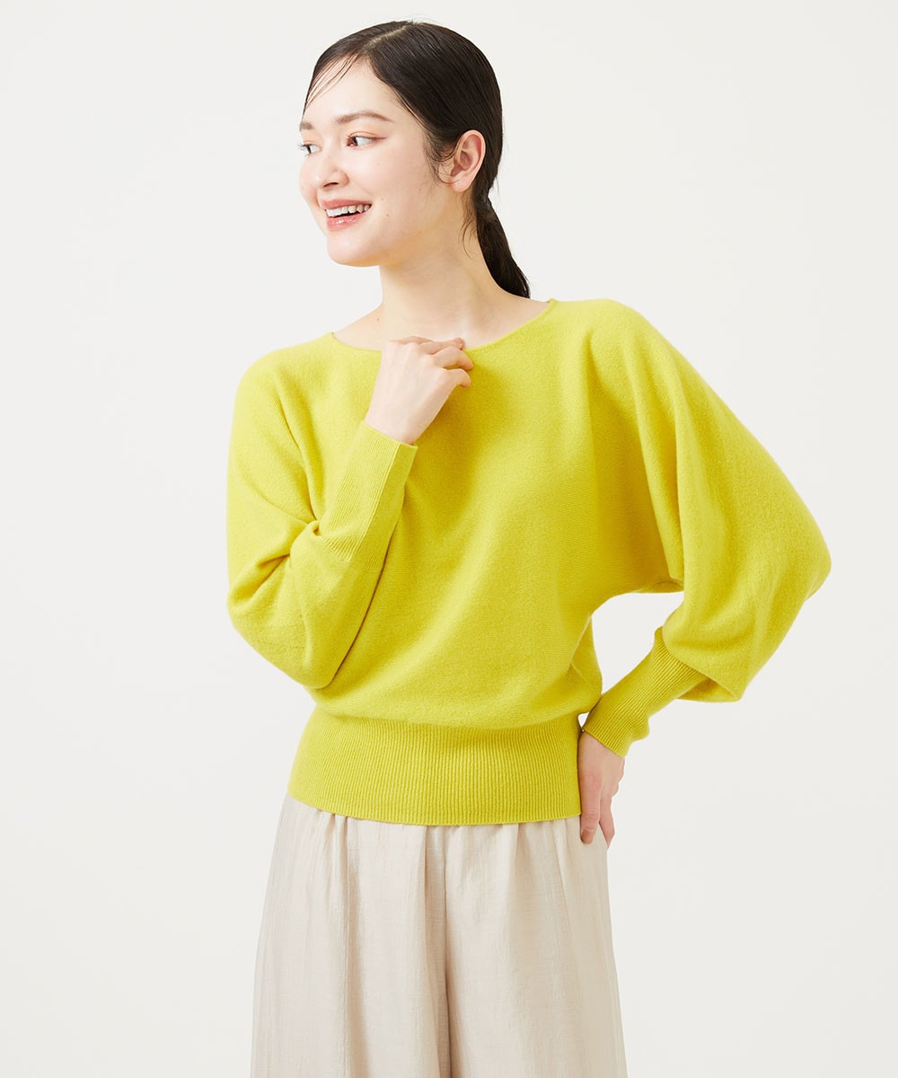 Pure cashmere dolman sleeve knit