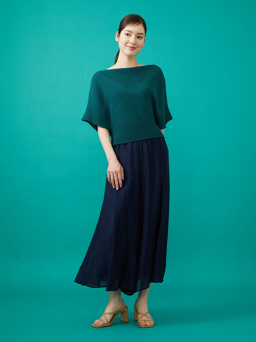 Paper yarn knit top x volume pants