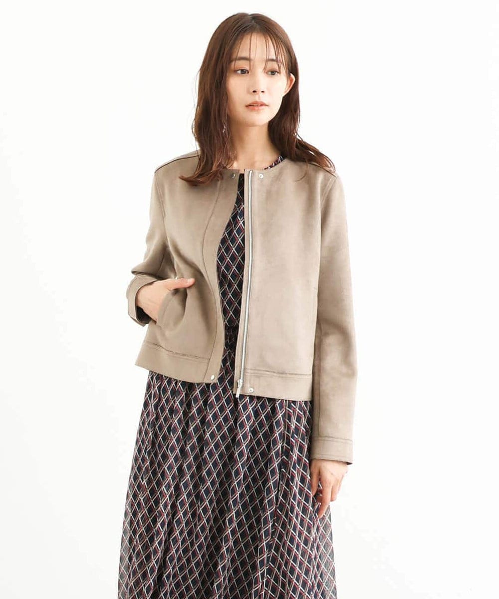 MK ミッシェルクランのフェイクスウェードショートブルゾンの画像