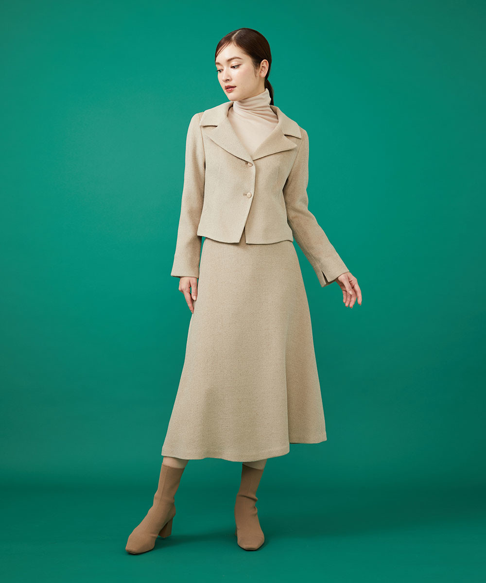 Beige skirt suit style
