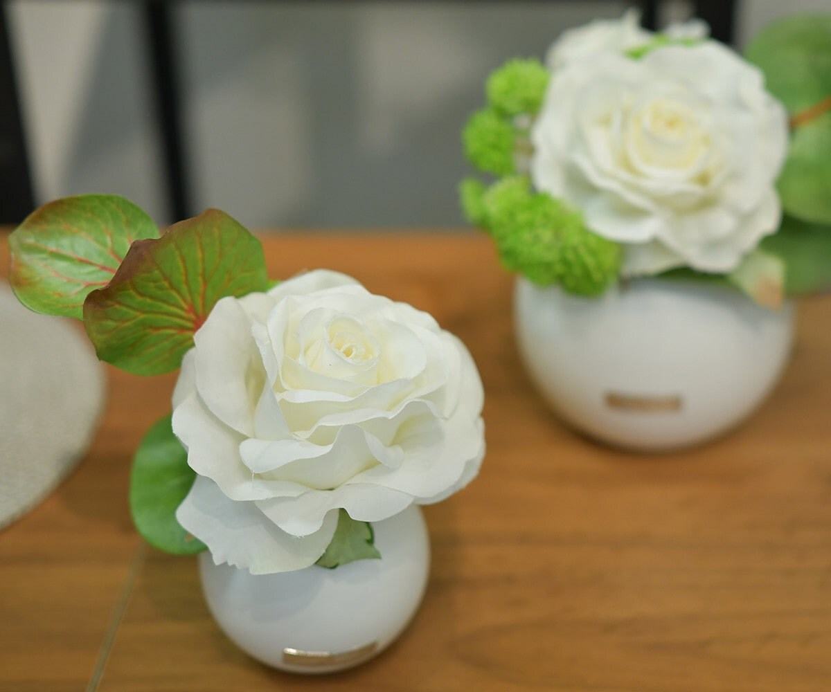 EMILIO ROBBA 光触媒 人工観葉植物 イエロー ホワイト薔薇アレンジ エミリオ・ロバ(EMILIO ROBBA)公式オンラインストア ｜アート