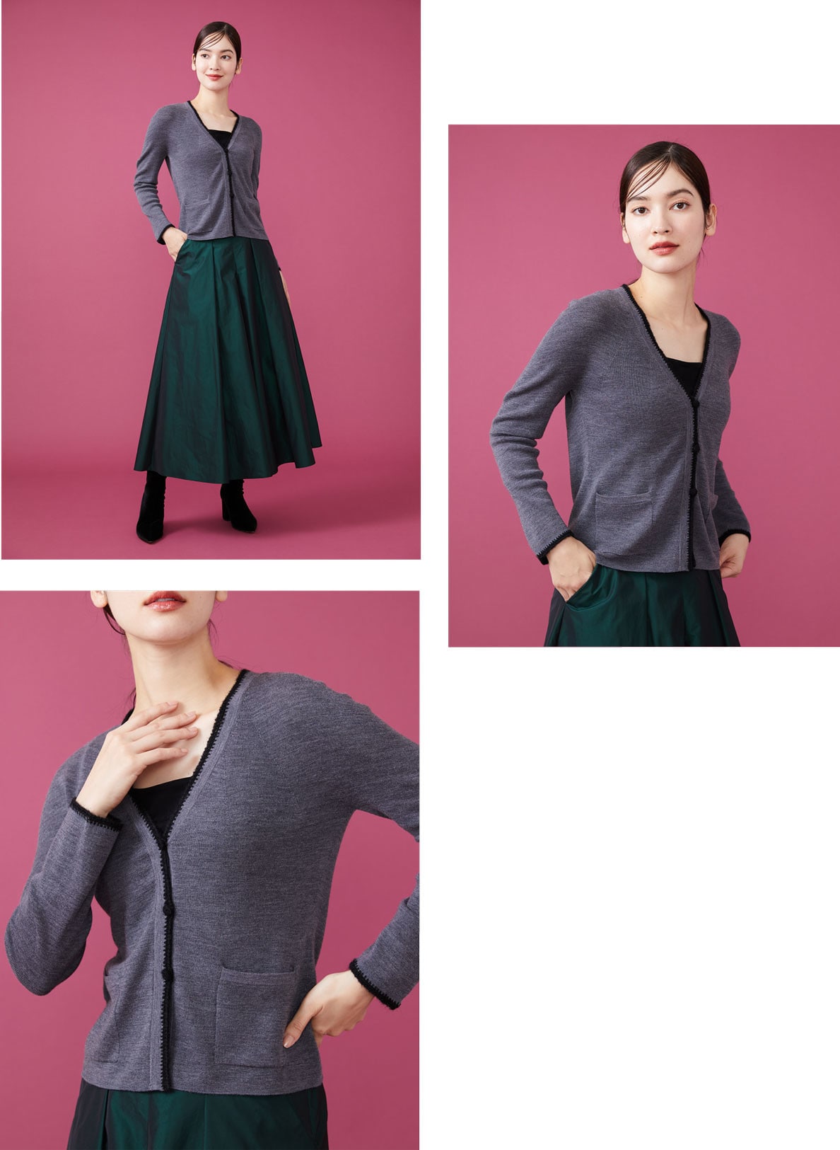 【Mohair trim knit cardigan】