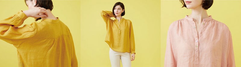 Mix button linen blouse