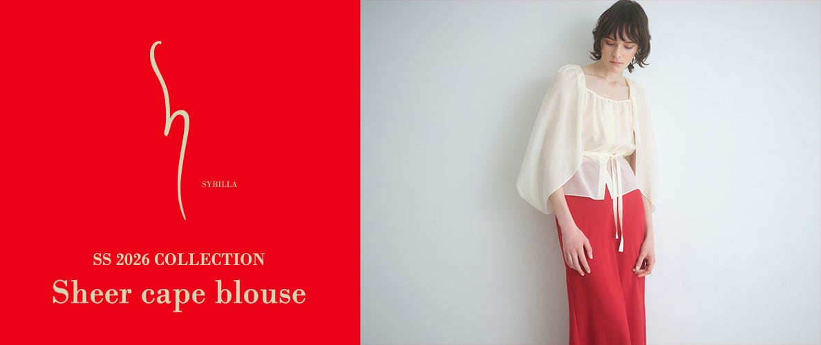 【S SYBILLA】SS26 - Sheer cape blouse - 