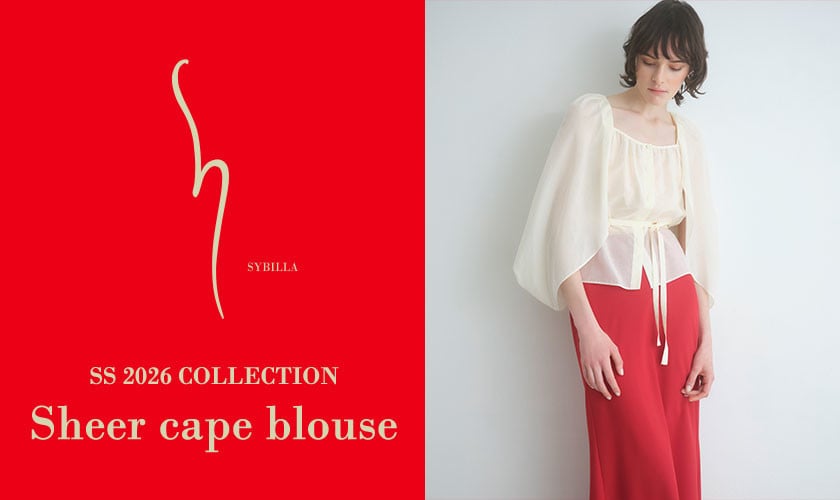 【S SYBILLA】SS26 - Sheer cape blouse - 