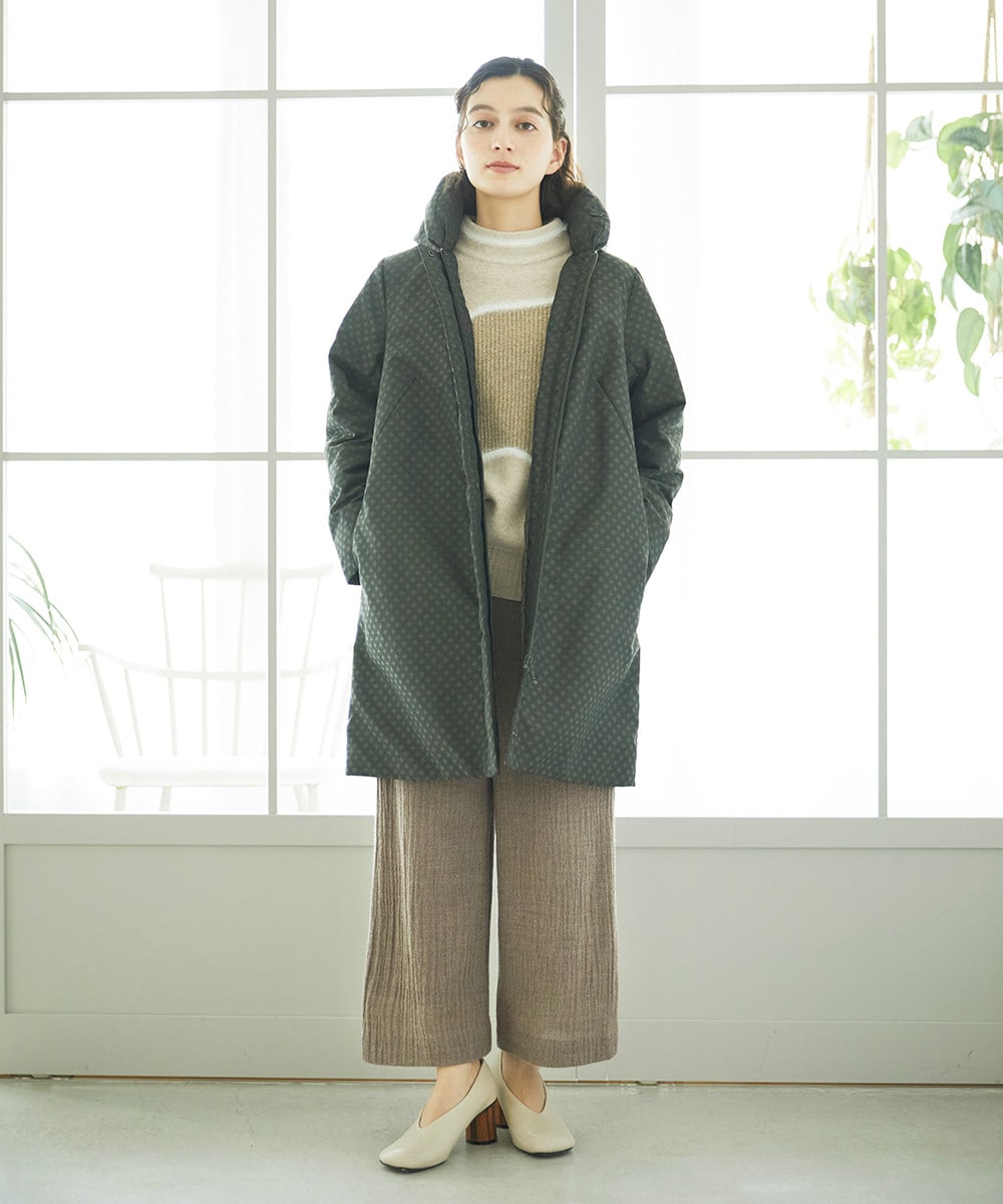 【アウター】シャドードットジャガードダウンコート