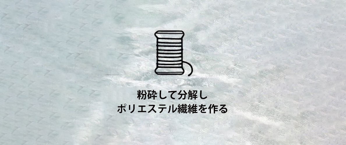 粉砕して分解しポリエステル繊維を作る