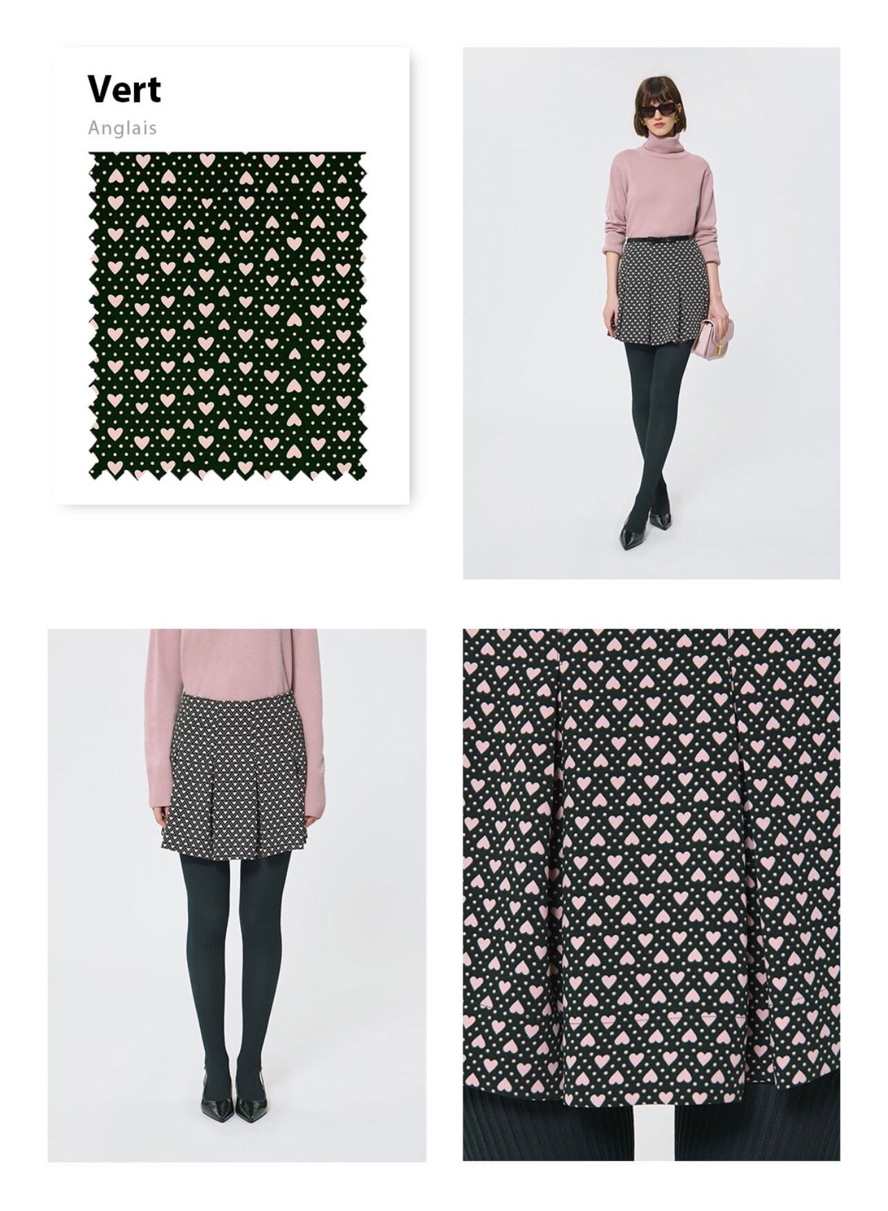 ハートドットヘビークレープスカート