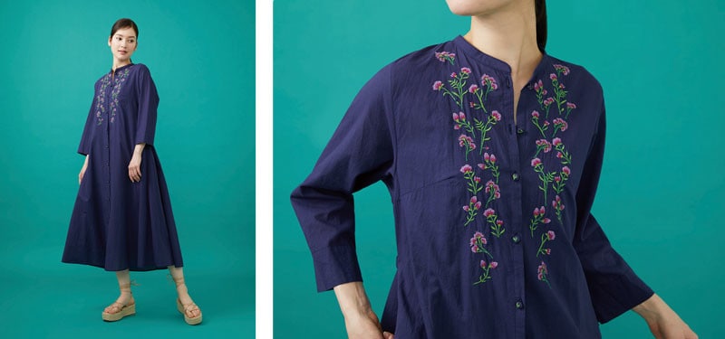 Flower embroidery dress