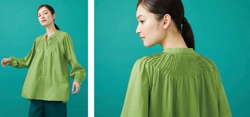Pin-tuck volume blouse