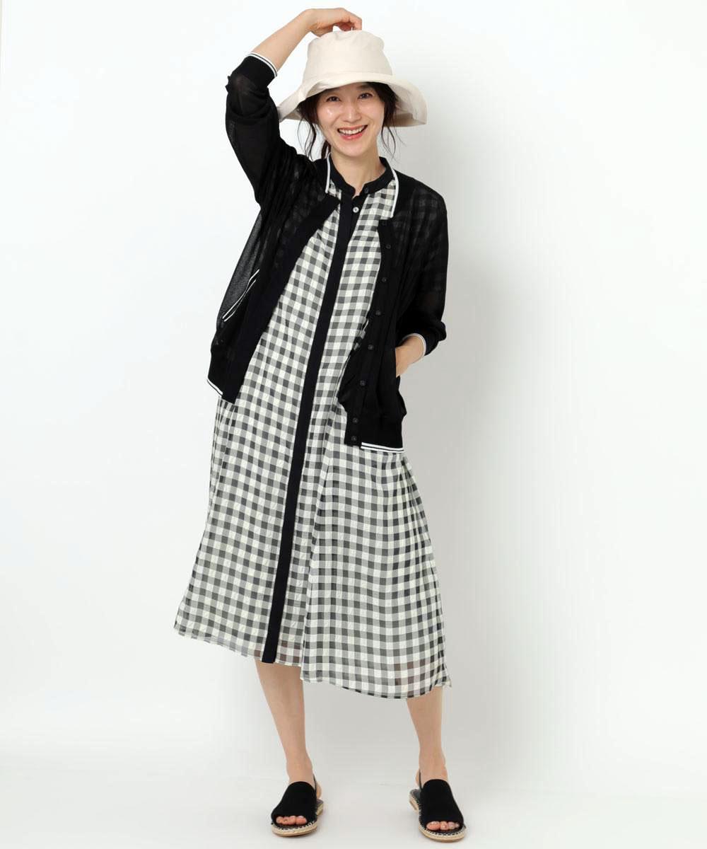 夏に活躍するワンピースはシアーなギンガムチェックでキュートに ニットブルゾンを羽織ってフェミニン スポーティ イトキンオンラインストア