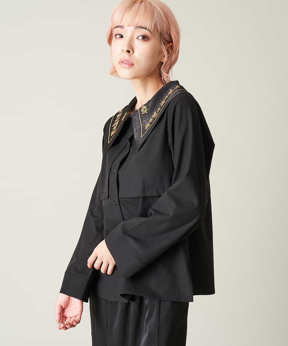 A1BAP20060 A de a.v.v 襟刺繍入りブラウス ホワイト